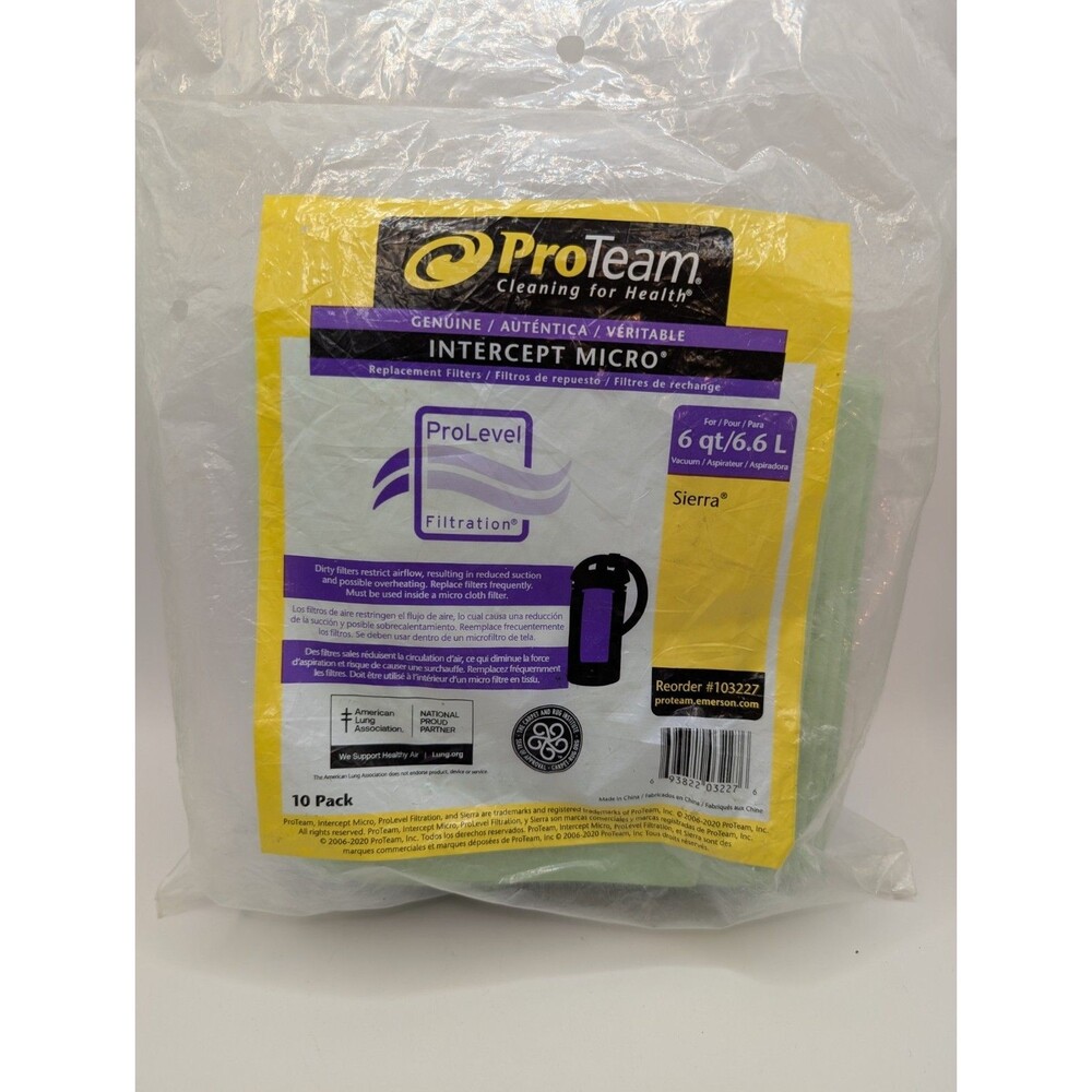 ProTeam 107313 Intercept Micro Filter Vacuum Cleaner Bags - Pack of 8